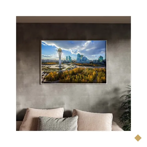 Quadro Decorativo Tela Canvas Paisagem Astana com Moldura Prata - 200x100 Cm