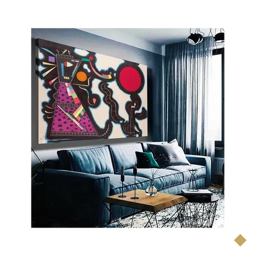 Quadro Decorativo Wassily Kandinsky Circulos Vermelhos 1939:120x80 cm/BORDA…