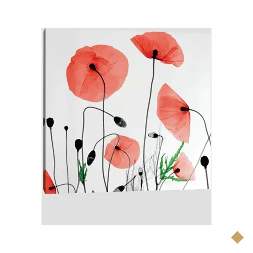 Quadro Flores Vermelhas Tela No Chassi 60X60Cm