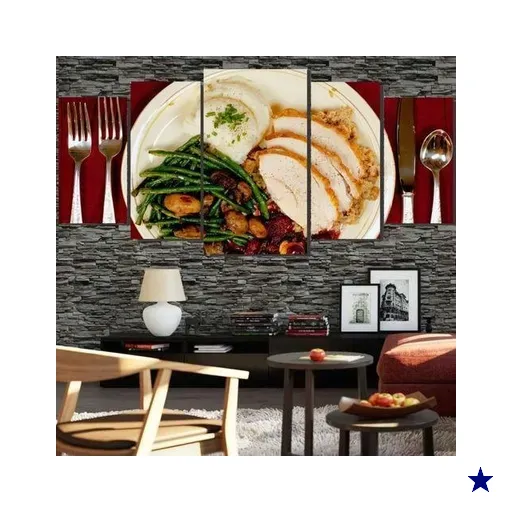 Quadros Decorativo 5 Peças Comida Jantar Restaurante Lindo