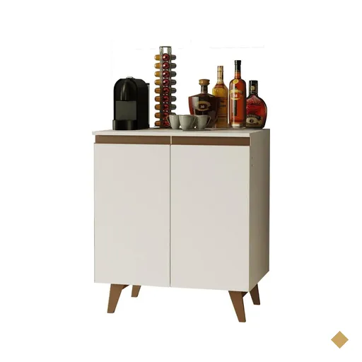 Balcão Armário de Cozinha Cantinho do Café 70 cm 2 Portas Branco Reims Madesa