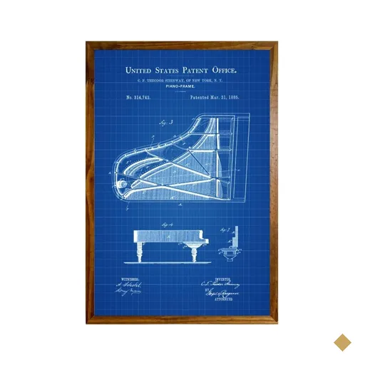 Quadros decorativos Patente Azul moldura de piano