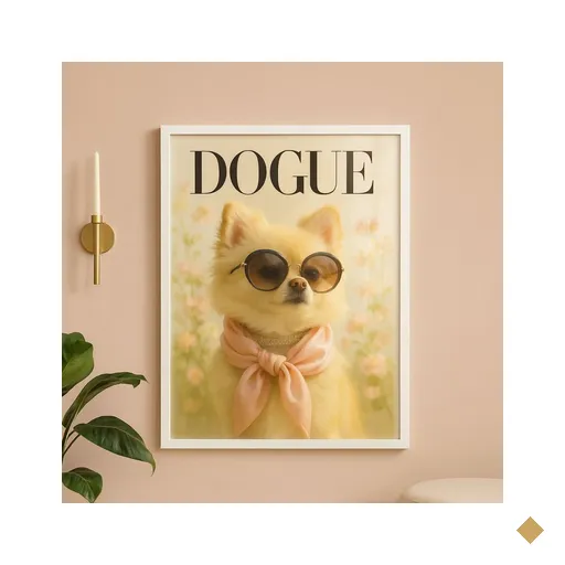 Quadro Cachorrinha Lulu da Pomerânea Fashion 24x18cm - com Vidro:moldura Branca