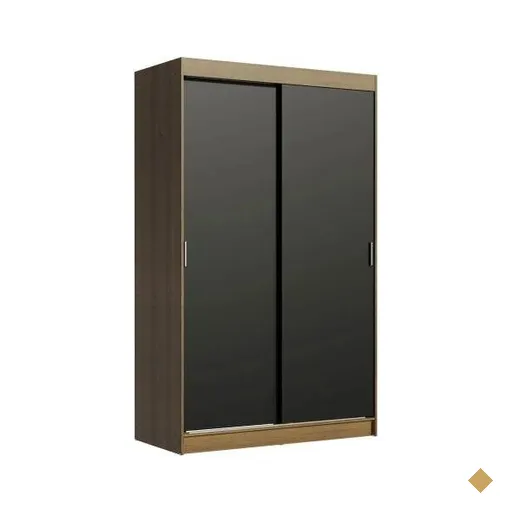 Guarda-Roupa Solteiro Madesa Tokio 2 Portas de Correr 2 Gavetas - Rustic/Preto