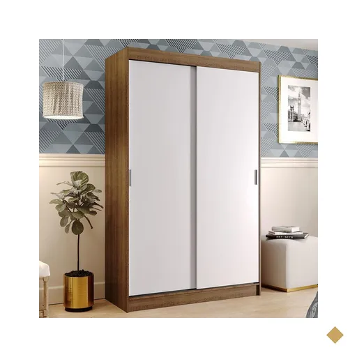 Guarda-Roupa Solteiro Madesa Tokio 2 Portas de Correr 2 Gavetas - Rustic/Branco