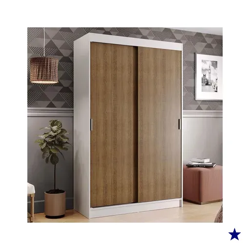 Guarda-Roupa Solteiro Madesa Tokio 2 Portas de Correr 2 Gavetas - Branco/Rustic