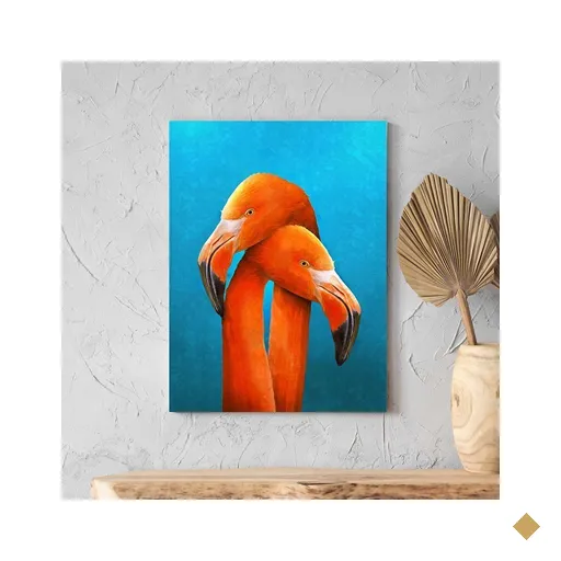 Quadro Decorativo Tela Canvas Animais Flamingo Couple - 120x60 Cm