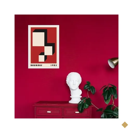 Quadro Bauhaus Red Vintage Poster - Descending Blocks 45x34cm - com…