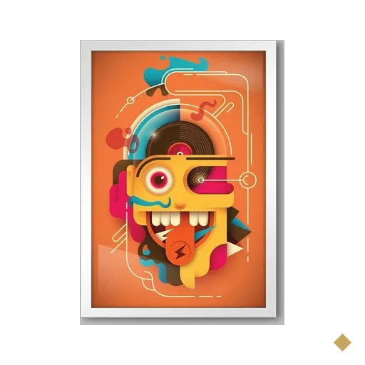 Quadro Colagem Digital Música Arts Memphis 20x30cm Papel Fotográfico Sem…