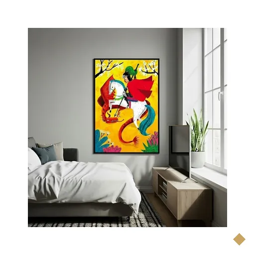 Quadro Decorativo São Jorge Flores - 70x50cm:moldura Preta