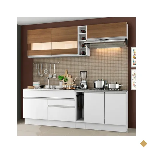 Cozinha Completa Madesa Parma com Armário Branco/Rustic e Balcão Branco (Sem…