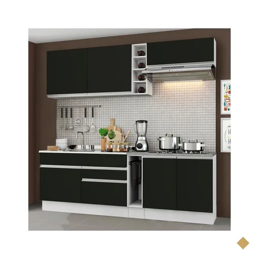 Cozinha Completa Madesa Parma com Armário Branco/Preto e Balcão Branco/Preto…