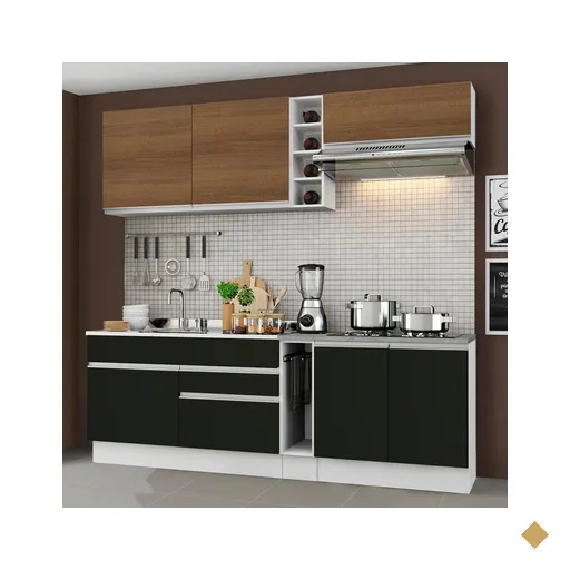 Cozinha Completa Madesa Parma com Armário Branco/Rustic e Balcão Branco/Preto…