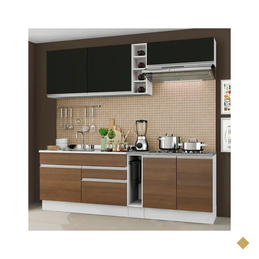 Cozinha Completa Madesa Parma com Armário Branco/Preto e Balcão Branco/Rustic…