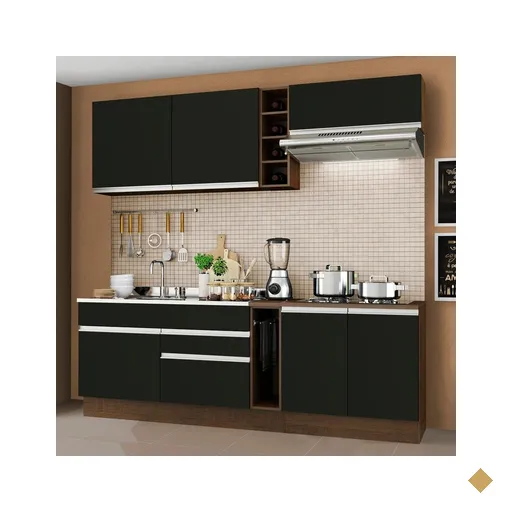 Cozinha Completa Madesa Parma com Armário Rustic/Preto e Balcão Rustic/Preto…