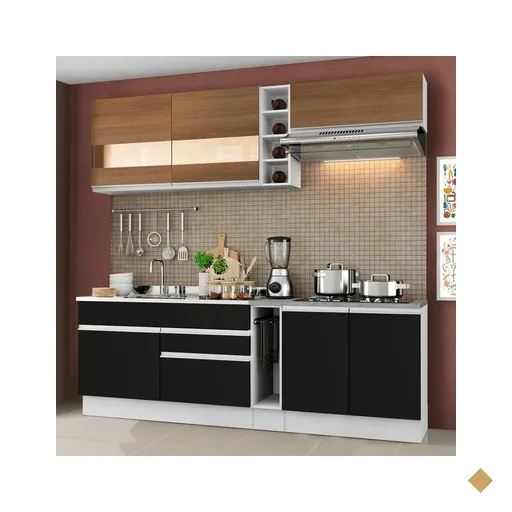 Cozinha Completa Madesa Parma com Armário Branco/Rustic e Balcão Branco/Preto…