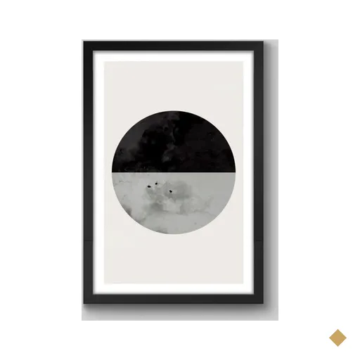 Quadro Abstrato Forma Cheia - 90x60cm - Moldura Caixa Preto