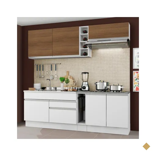 Cozinha Completa Madesa Parma com Armário Branco/Rustic e Balcão Branco (Sem…
