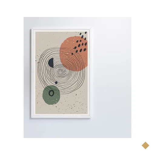 Quadro Abstrato Circulo e Pontos 2 - 120x80 Cm - Vidro Impresso