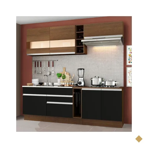 Cozinha Completa Madesa Parma com Armário Rustic e Balcão Rustic/Preto (Sem…