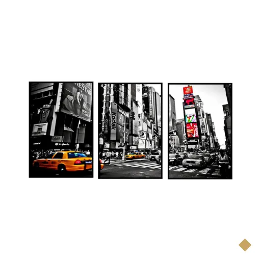 Quadros Mosaico Decorativo Rua de Nova York Decoraper Branca