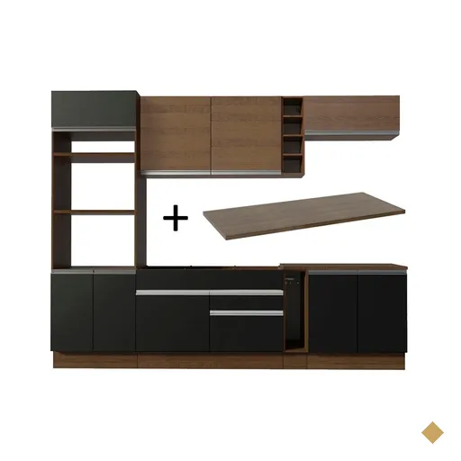 Cozinha Completa Madesa Vicenza com Armário Rustic e Balcão Rustic/Preto +…