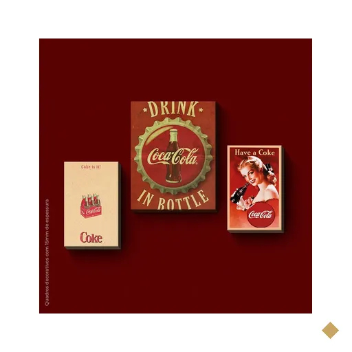 Posters Vintage Coca Cola - Quadro ou Placa Decorativa com 3 Peças É…