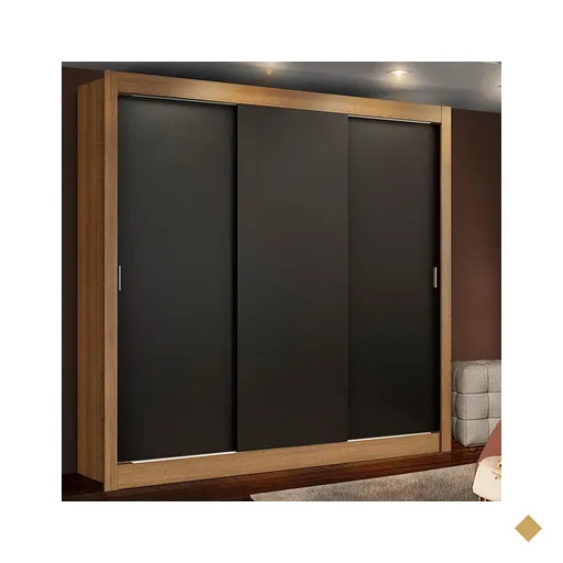 Guarda Roupa Casal Madesa Lyon 3 Portas de Correr 2 Gavetas - Rustic/Preto