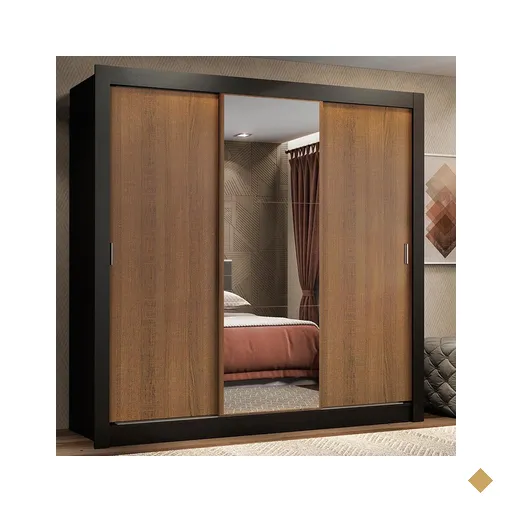 Guarda Roupa Casal Madesa Lyon 3 Portas de Correr com Espelho 2 Gavetas -…