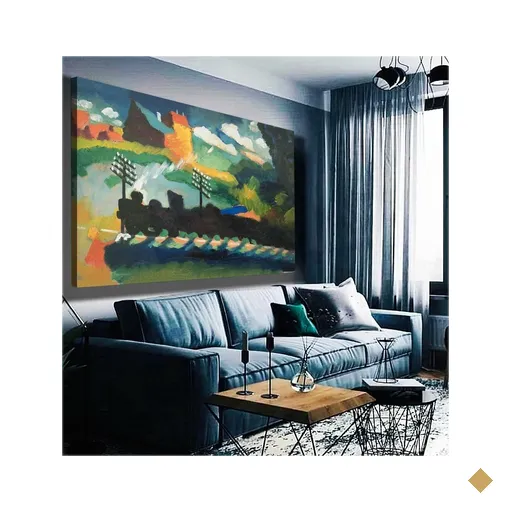 Quadro Wassily Kandinsky Eisenbahn_bei_Murnau:120x80 cm/DOURADA