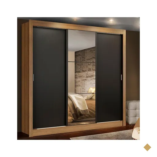 Guarda Roupa Casal Madesa Lyon 3 Portas de Correr com Espelho 2 Gavetas -…