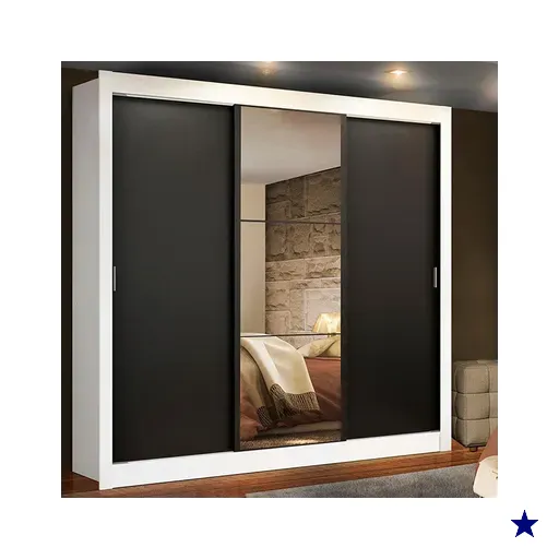 Guarda Roupa Casal Madesa Lyon 3 Portas de Correr com Espelho 2 Gavetas -…
