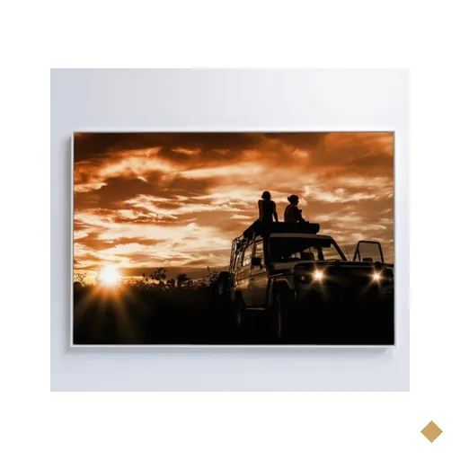 Quadro Por Do Sol No Carro 60x40 Cm Tecido Canvas