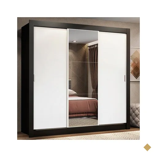 Guarda Roupa Casal Madesa Lyon 3 Portas de Correr com Espelho 2 Gavetas -…