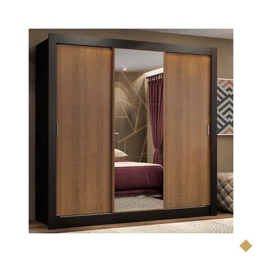 Guarda Roupa Casal Madesa Lyon Plus 3 Portas de Correr com Espelho 4 Gavetas -…
