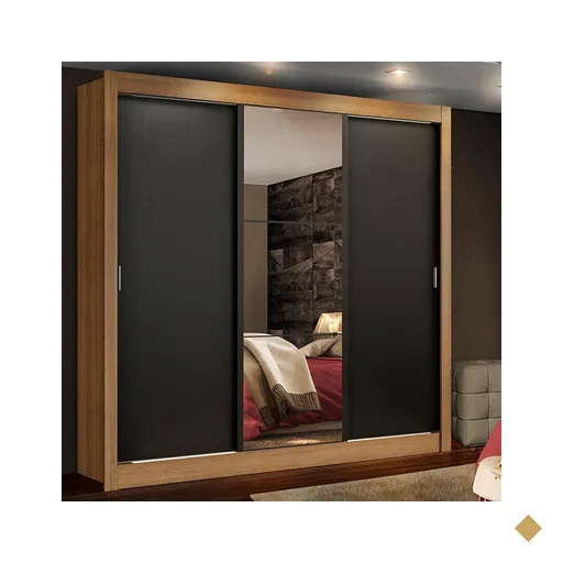 Guarda Roupa Casal Madesa Lyon Plus 3 Portas de Correr com Espelho 4 Gavetas -…
