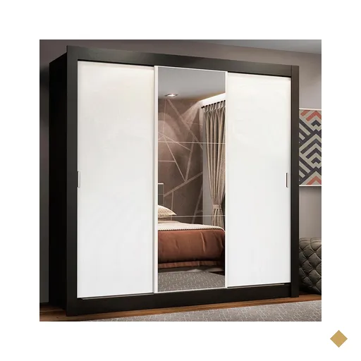 Guarda Roupa Casal Madesa Lyon Plus 3 Portas de Correr com Espelho 4 Gavetas -…
