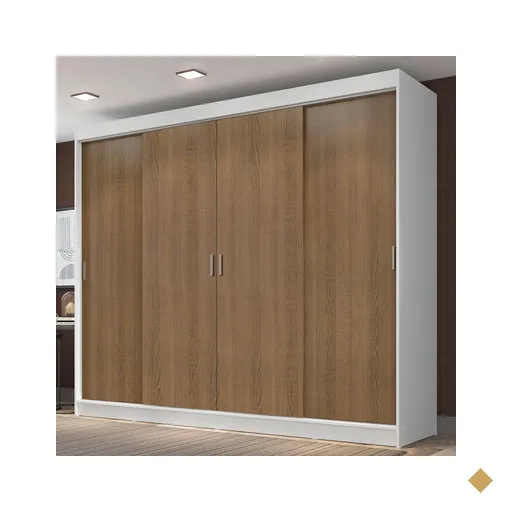 Guarda-Roupa Casal Madesa Austin 4 Portas de Correr 3 Gavetas - Branco/Marrom