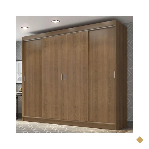 Guarda-Roupa Casal Madesa Austin 4 Portas de Correr 3 Gavetas - Marrom