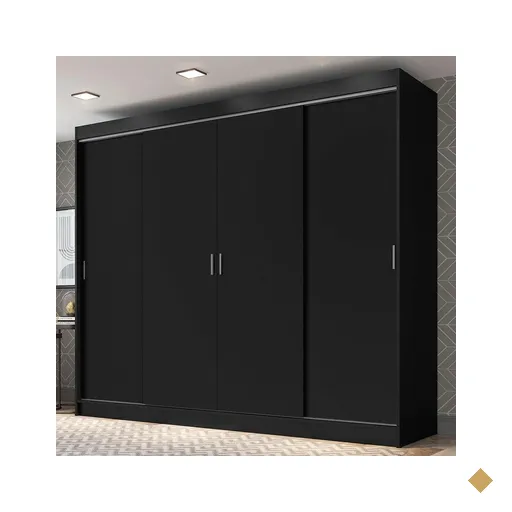 Guarda-Roupa Casal Madesa Austin 4 Portas de Correr 3 Gavetas - Preto