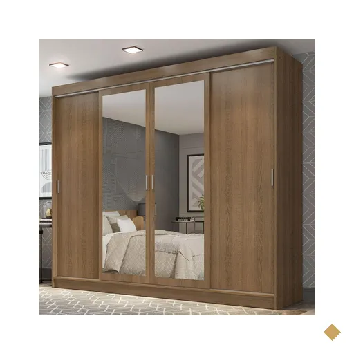 Guarda-Roupa Casal Madesa Austin 4 Portas de Correr com Espelhos 3 Gavetas -…
