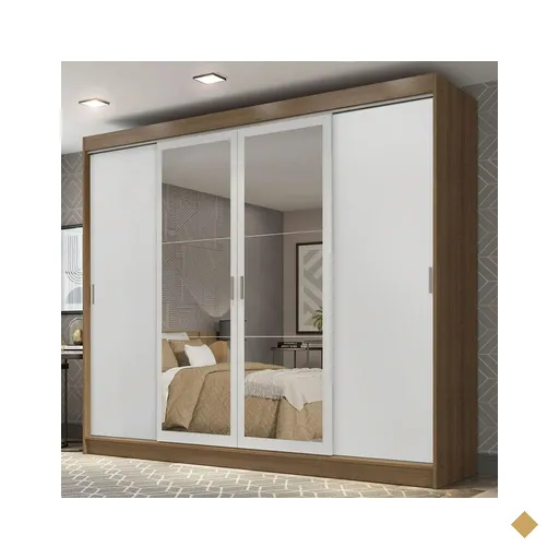 Guarda-Roupa Casal Madesa Austin 4 Portas de Correr com Espelhos 3 Gavetas -…