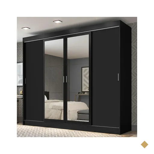 Guarda-Roupa Casal Madesa Austin 4 Portas de Correr com Espelhos 3 Gavetas -…