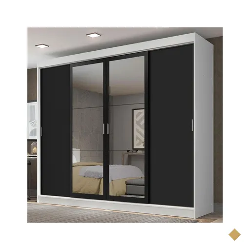 Guarda-Roupa Casal Madesa Austin 4 Portas de Correr com Espelhos 3 Gavetas -…