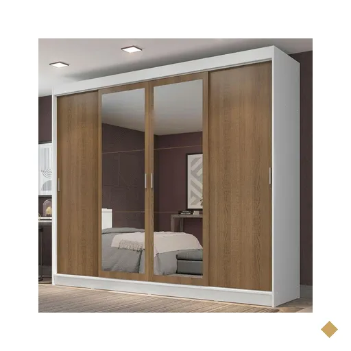Guarda-Roupa Casal Madesa Austin 4 Portas de Correr com Espelhos 3 Gavetas -…