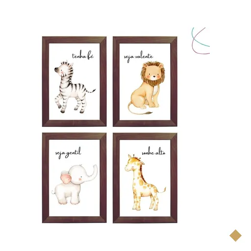 Quadros Decorativos Infantil Sáfari Baby:preta