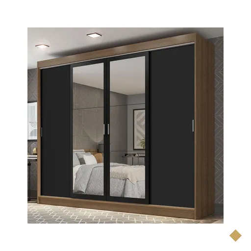 Guarda-Roupa Casal Madesa Austin 4 Portas de Correr com Espelhos 3 Gavetas -…