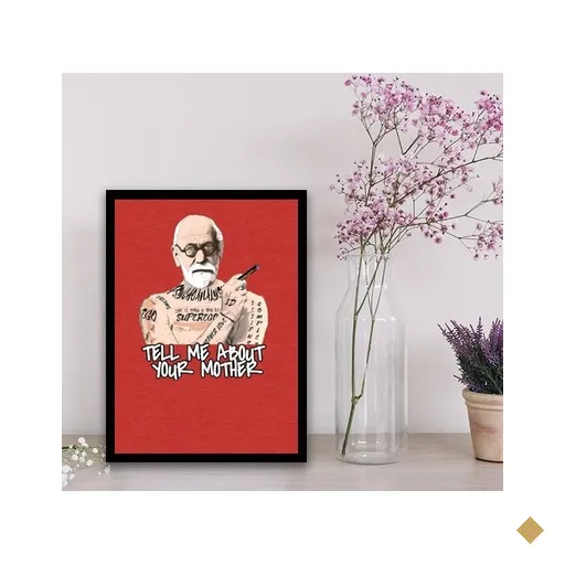 Quadro Freud Tell Me About Your Mother 24x18cm - com vidro:Madeira branca