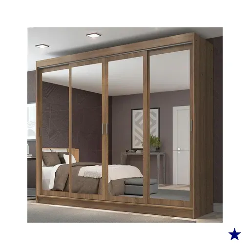 Guarda-Roupa Casal Madesa Austin 4 Portas de Correr de Espelho 3 Gavetas -…