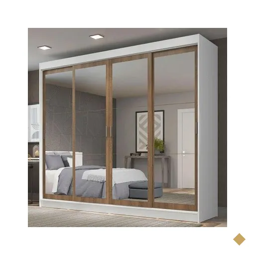 Guarda-Roupa Casal Madesa Austin 4 Portas de Correr de Espelho 3 Gavetas -…
